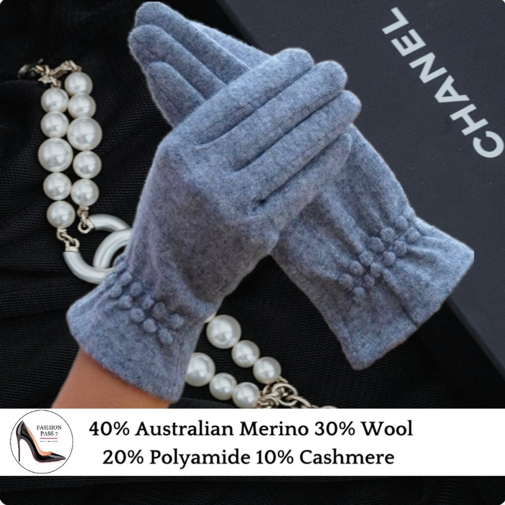 Luxury Cashmere Merino Wool Gloves Classic Gray Driving Winter Warm Coz…